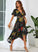 Club Dresses Elegant Short Sleeves Dresses V-Neck Satin Averi A-line Asymmetrical