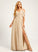 A-Line Length Floor-Length V-neck Silhouette Fabric SplitFront Neckline Embellishment Laila Spaghetti Staps Natural Waist Bridesmaid Dresses