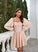 Laci Sleeves Sequins Mini Square Dresses Club Dresses Elegant Long A-line Neck Sequined