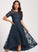 Dress A-Line Scoop Monica Club Dresses Tulle Asymmetrical Cocktail With Lace Neck Sequins