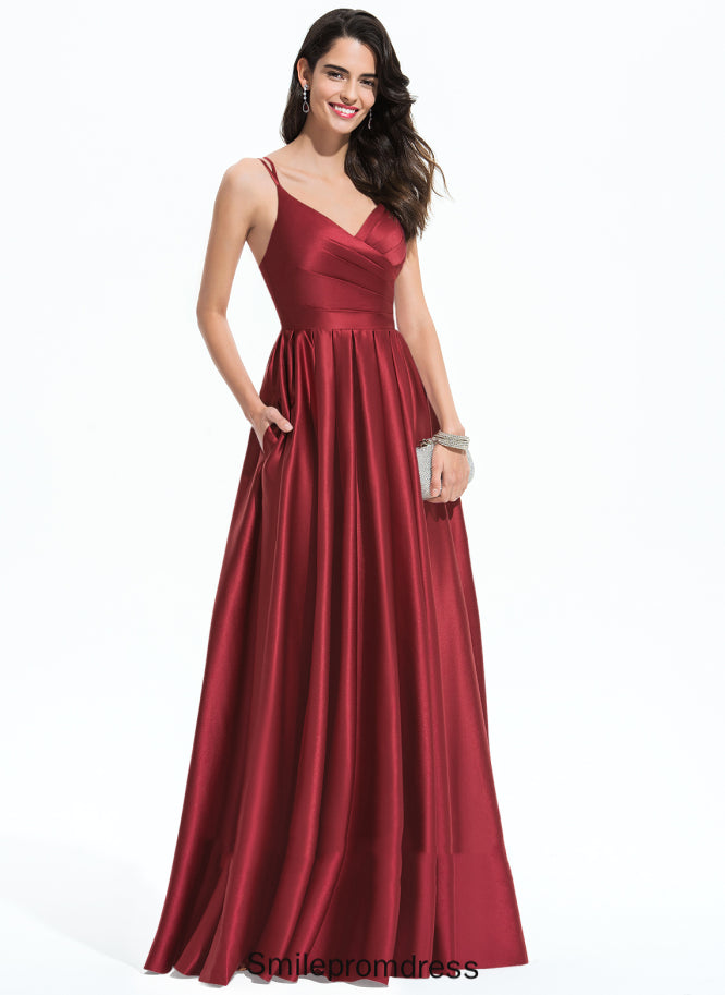 Ruffle Neckline Fabric Length Floor-Length Silhouette A-Line V-neck Embellishment Leah Sleeveless Velvet Bridesmaid Dresses
