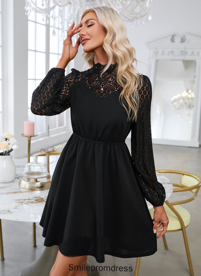 A-line Polyester Elegant Dresses Club Dresses Mini Neck Nydia Long Sleeves Round