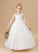 Ivory Cute Round Neck Tulle Flower Girl Dresses With Lace