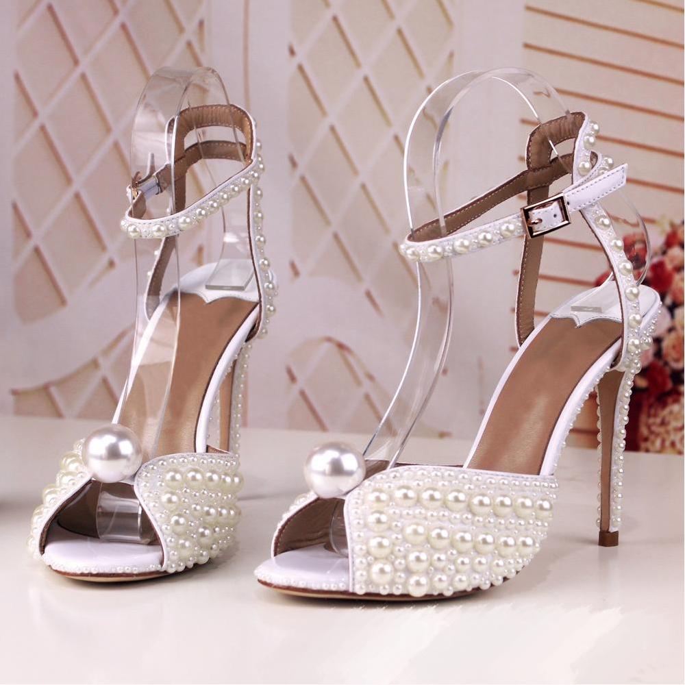 Sandals with Pearls Fashion Evening Party Shoes Wedding Shoes
