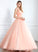 Ball-Gown/Princess Prom Dresses Beading Organza Sequins V-neck Jaylynn Ruffle Satin Floor-Length With