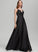 Satin Ruffle Prom Dresses Floor-Length A-Line Janey V-neck With