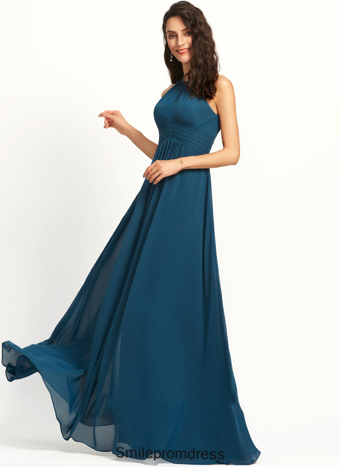 Fabric Embellishment A-Line ScoopNeck Floor-Length Neckline Ruffle Length Silhouette Katrina Floor Length V-Neck Bridesmaid Dresses