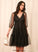 3/4 Sleeves Tulle Eva Elegant V-Neck Club Dresses Mini Dresses A-line