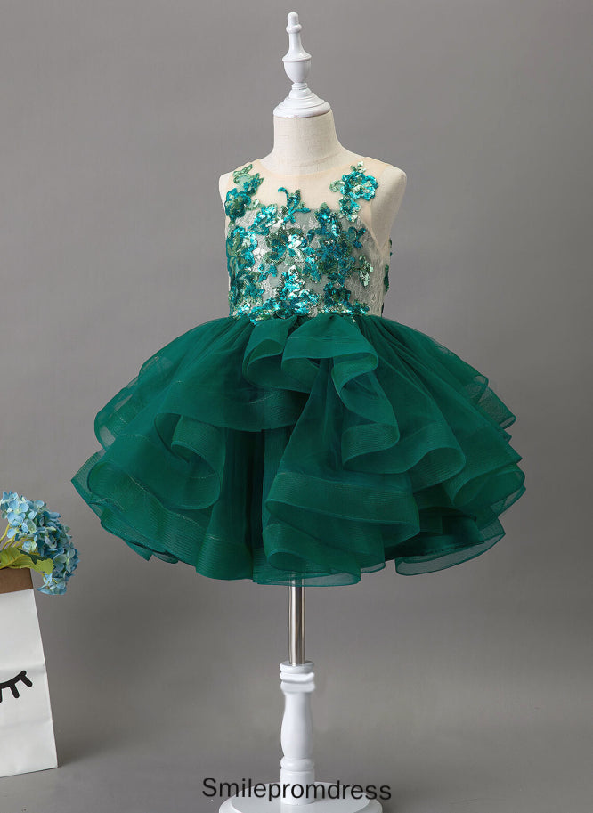 - Knee-length Yadira Tulle/Lace/Sequined Neck Dress Sleeveless Girl Flower Girl Dresses Scoop Ball-Gown/Princess Flower