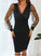 Sequins Long Mini Dresses Sexy Blends Jacqueline V-Neck Sleeves Club Dresses Cotton Bodycon