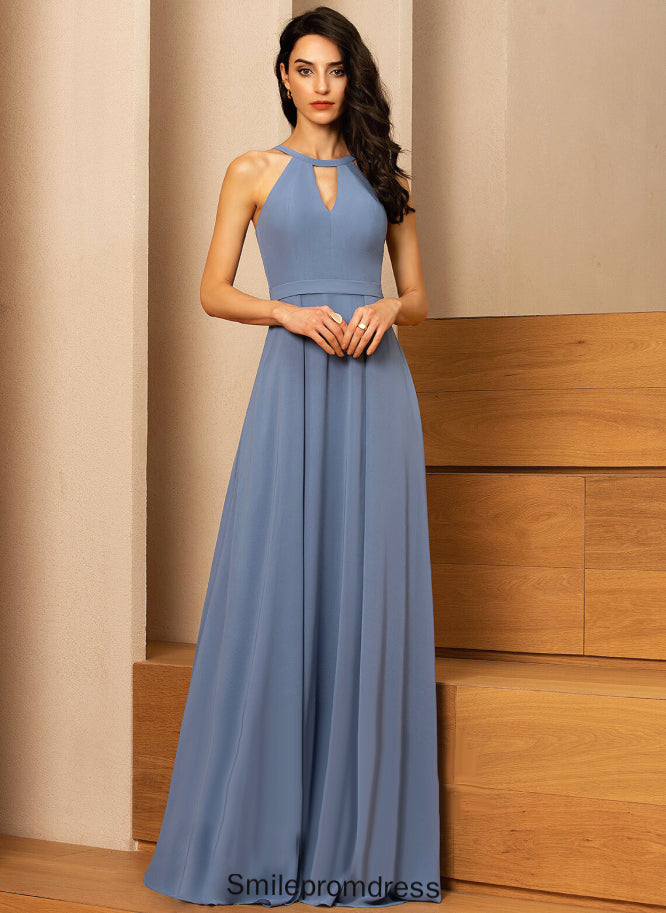 Floor-Length A-Line Length Fabric Scoop Neckline Silhouette Straps&Sleeves Emmy V-Neck Sleeveless A-Line/Princess Bridesmaid Dresses