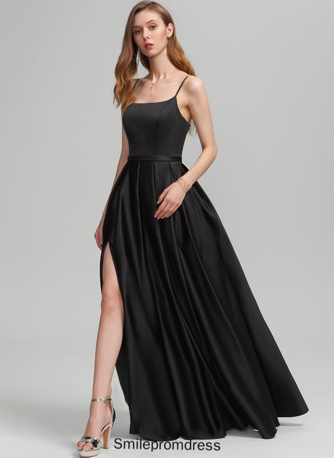 Satin Straps&Sleeves A-Line Square Fabric Floor-Length Length Silhouette Neckline Lauretta Bridesmaid Dresses