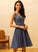 A-Line Embellishment V-neck Short/Mini Length Fabric Beading Neckline Silhouette Martina Bridesmaid Dresses