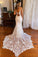 Elegant Mermaid V Neck Lace Wedding Dresses with Appliques