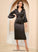 Satin Long Sleeves Elegant Dresses Club Dresses Sheath Midi Mikaela V-Neck