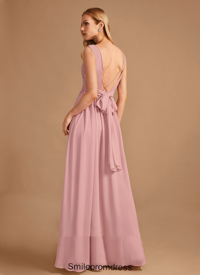 Silhouette Ruffle Bow(s) V-neck Embellishment Neckline Floor-Length Length A-Line Fabric Lucile Sleeveless Bridesmaid Dresses