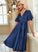 Midi Sleeves Sally Club Dresses Dresses Short A-line V-Neck Satin Elegant