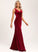 Floor-Length Fabric Trumpet/Mermaid Silhouette Neckline Embellishment Ruffle Length V-neck Lindsay Bridesmaid Dresses