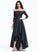 Sequins Cascading A-Line Satin Asymmetrical Off-the-Shoulder With Polly Lace Ruffles Prom Dresses