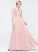 Sequins Chiffon Floor-Length Scoop Lace Beading Cierra A-Line With Prom Dresses