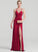 Caroline V-neck Pleated Floor-Length With Sheath/Column Jersey Prom Dresses
