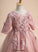 - Ball-Gown/Princess Dress Asymmetrical 1/2 Scoop Flower Beading/Flower(s) Neck Flower Girl Dresses With Girl Sleeves Tulle Teresa