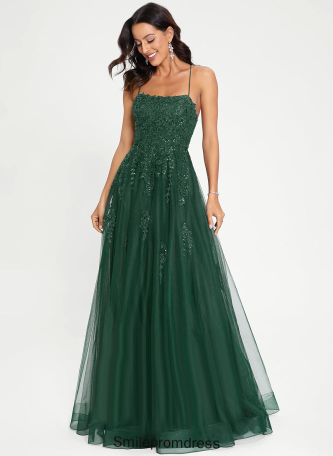 Floor-Length Square Tulle A-Line Prom Dresses Abbigail