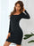 Cotton Minnie Square Club Dresses Blends Long Neck Dresses Sleeves Bodycon Mini Sexy