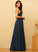 A-Line Pleated Floor-Length Prom Dresses Chiffon V-neck With Madelynn