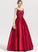 With Sequins Illusion Lace Evelyn Satin Ball-Gown/Princess Prom Dresses Scoop Floor-Length