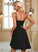 Sleeveless Dresses A-line Square Polyester Mini Drilling Club Dresses Hot Rose Neck Elegant