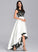 Illusion Asymmetrical Scoop Satin Lace Prom Dresses Carleigh A-Line
