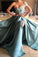 2021 Satin Prom Dresses A Line One Shoulder With Handmade Flowers And Slit