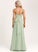 Fabric V-neck Length Ruffle Neckline A-Line Floor-Length Embellishment Silhouette Kaiya Bridesmaid Dresses