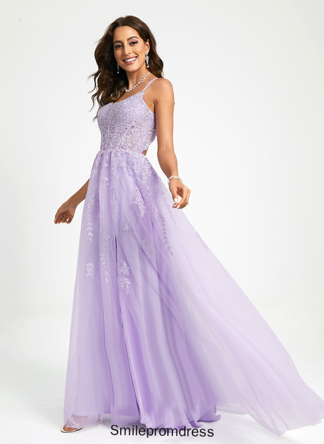 Estrella With Sweep Scoop Prom Dresses Train Tulle Lace Sequins Ball-Gown/Princess