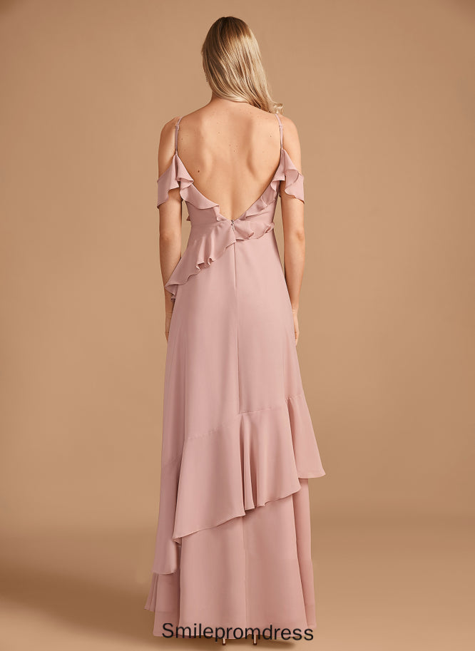 Fabric Floor-Length Length V-neck Silhouette Embellishment Neckline A-Line Ruffle Tiana Bridesmaid Dresses