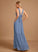 Floor-Length A-Line V-neck Silhouette Length Fabric Neckline Pockets Embellishment Alanna Sleeveless Natural Waist Bridesmaid Dresses
