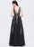Prom Dresses Beading Julianna V-neck Sequined A-Line Tulle Floor-Length With