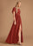 A-Line Silhouette SplitFront Neckline Length Fabric HighNeck Embellishment Floor-Length Ruffle Avery A-Line/Princess Bridesmaid Dresses