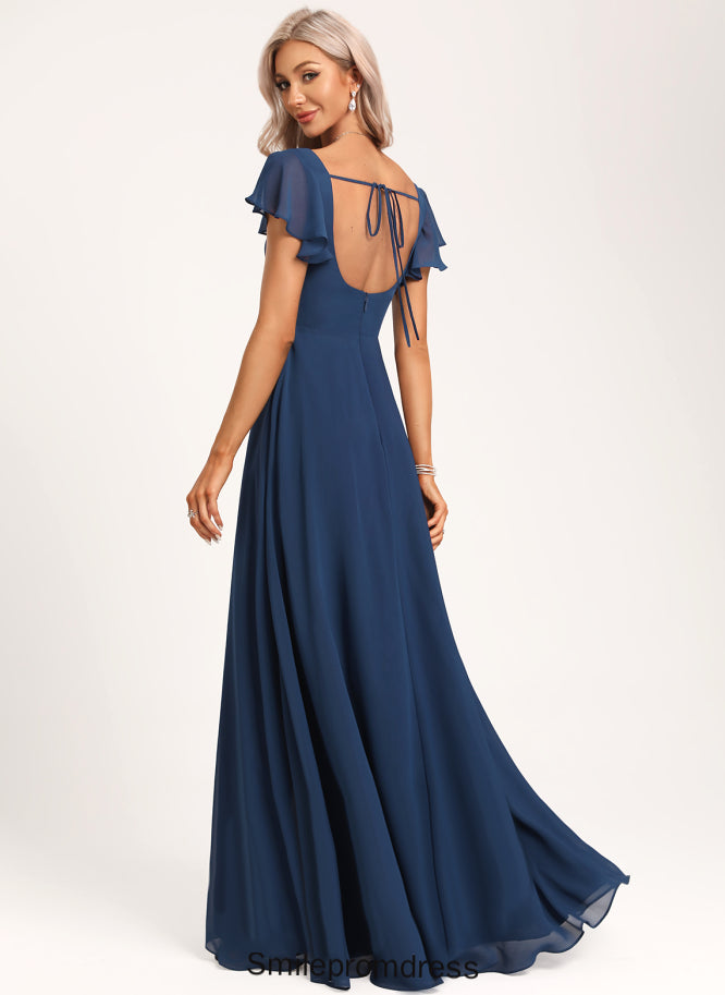 Fabric Ruffle A-Line Floor-Length Embellishment Neckline Length Square Silhouette Liana Natural Waist One Shoulder Bridesmaid Dresses