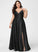 Satin Ruffle Prom Dresses Floor-Length A-Line Janey V-neck With