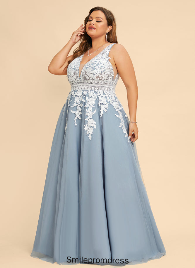 Tulle Ball-Gown/Princess V-neck Ainsley Floor-Length Prom Dresses
