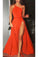 Evening Dresses A Line One Shoulder Chiffon With Slit Sweep Train