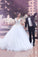 2021 V Neck Long Sleeves A Line Wedding Dresses Tulle With Applique