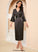 Satin Long Sleeves Elegant Dresses Club Dresses Sheath Midi Mikaela V-Neck