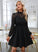 A-line Polyester Elegant Dresses Club Dresses Mini Neck Nydia Long Sleeves Round