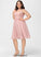 Neckline V-neck Lace Fabric Bow(s) Length A-Line Silhouette Embellishment Knee-Length Addison Short Sleeves Bridesmaid Dresses