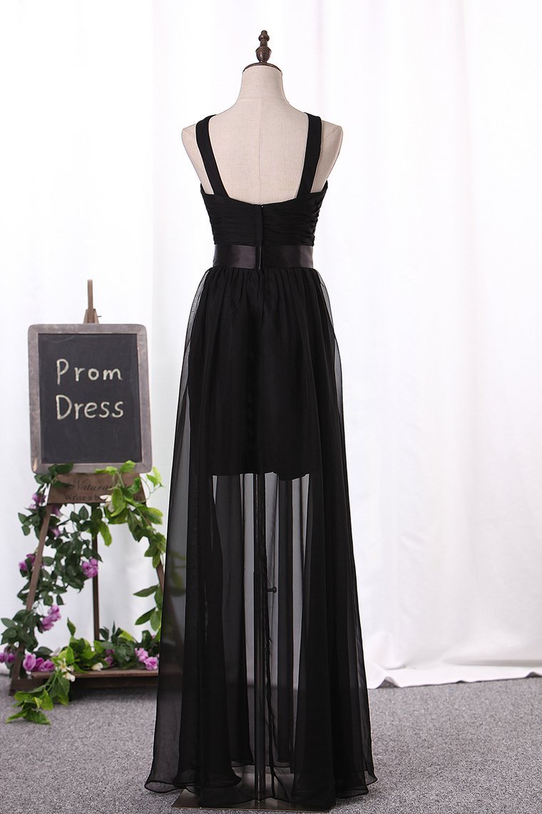 Scoop Chiffon Bridesmaid Dresses A Line With Ruffles Floor Length