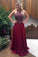 2021 New Arrival Prom Dresses Scoop Beaded Bodice A Line Sweep Train