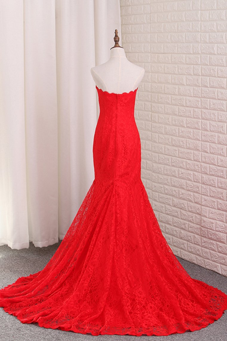 New Arrival Lace Evening Dresses Mermaid Sweep Train